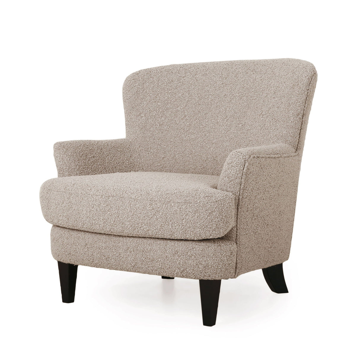 Melodique Boucle Fabric Upholstered Club Chair With Tapered Legs