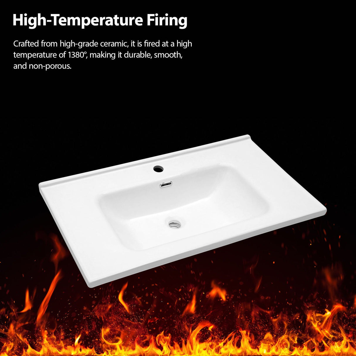 Modern Rectangular Vanity Top With Overflow For Bathroom