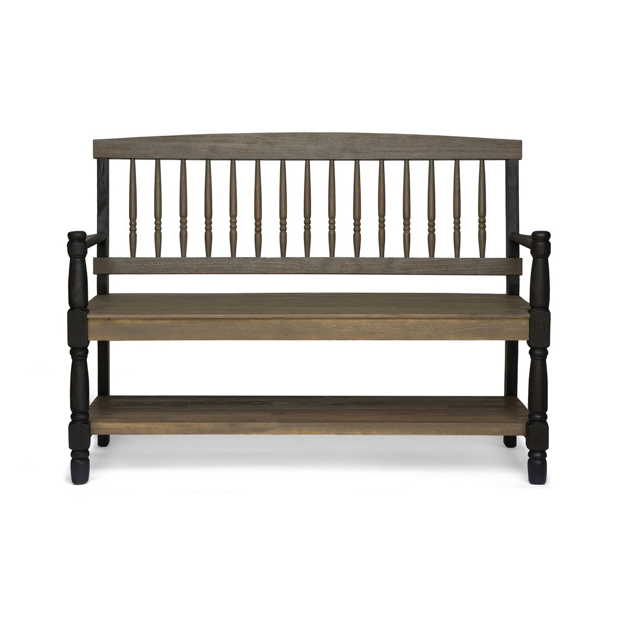 Slatted Bench With Built-In Shelf