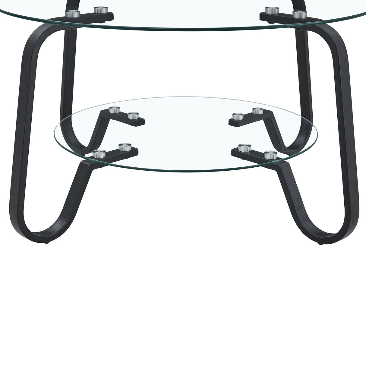 Retro Minimalist Style Metal Frame Double Layer Tempered Glass Coffee Table