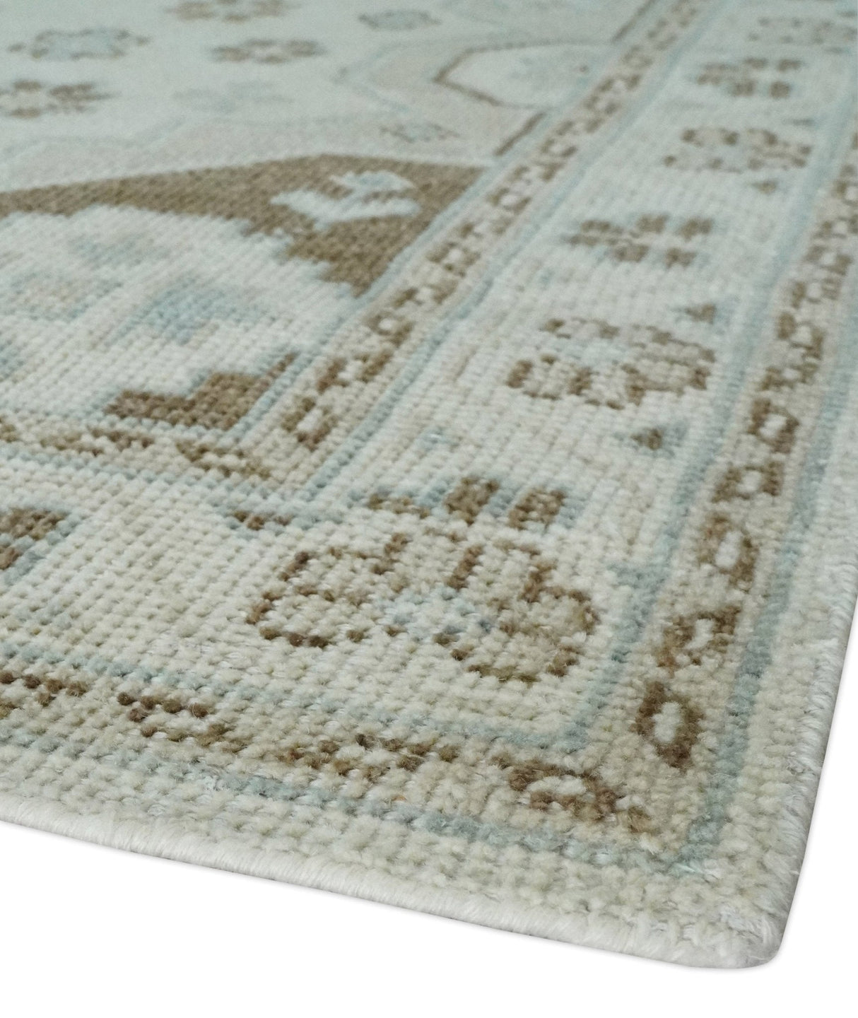 Earthy Ivory, Brown and Gray Hand knotted 8x10 Traditional wool Area Rug