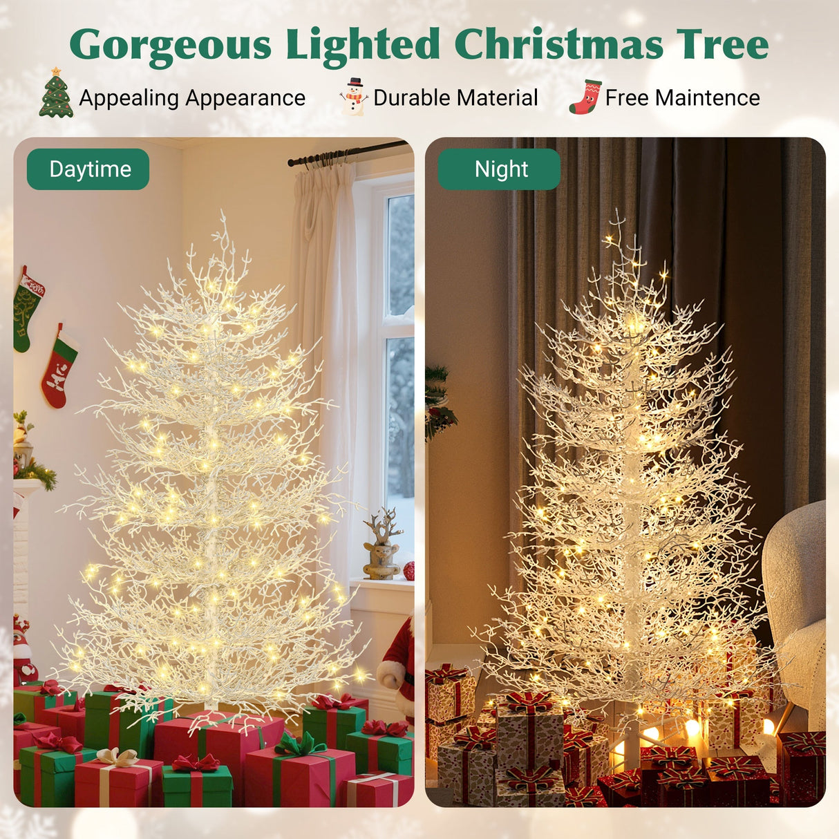 4FT Pre-lit Aspen Fir Artificial Christmas Tree 230 Warm White LED Lights