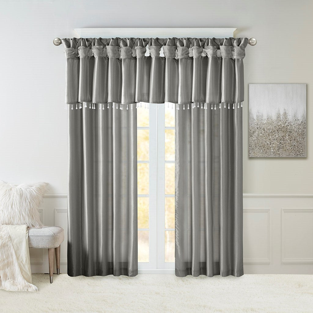 Twist Tab Lined Window Curtain Panel Charcoal 50x108"