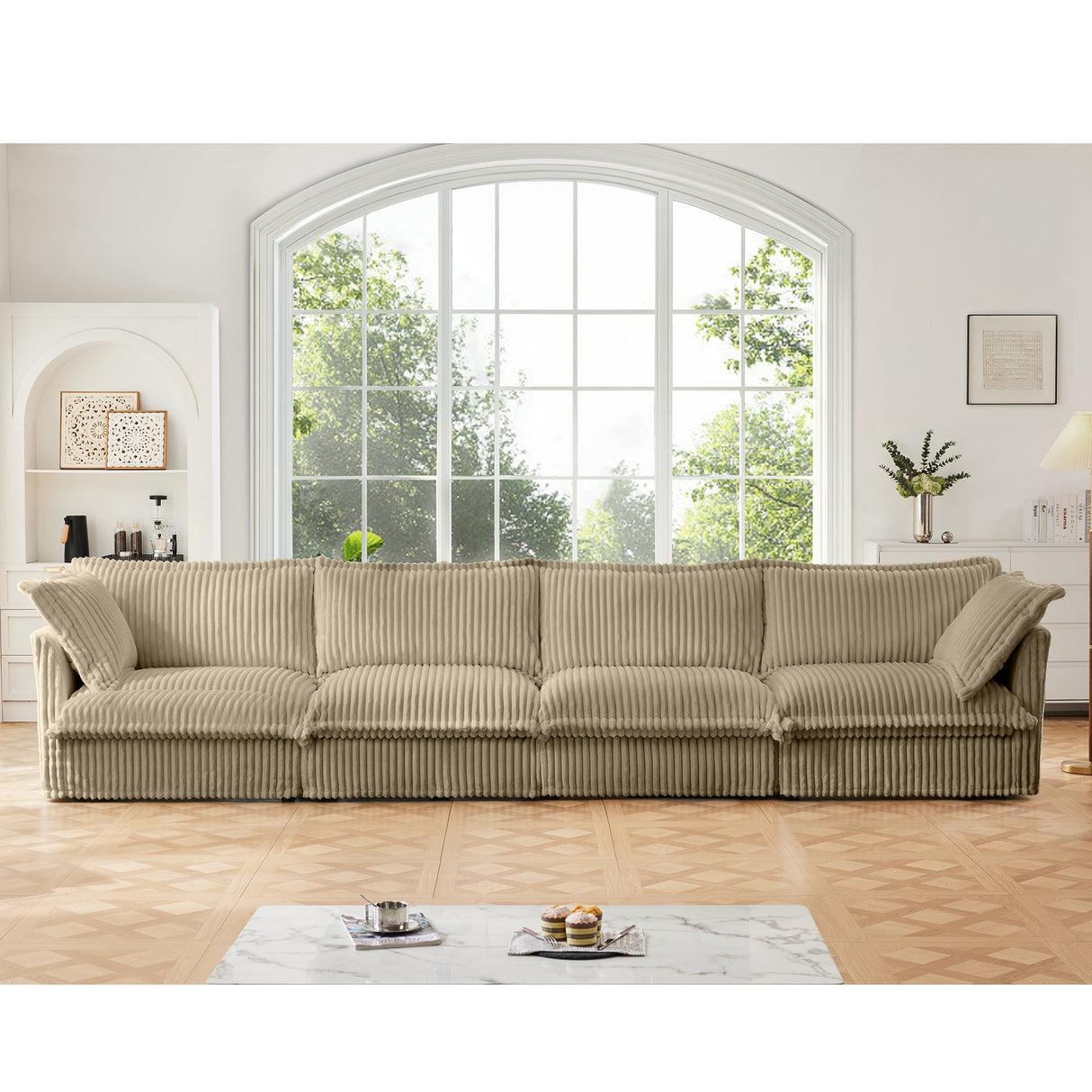 Slipcovered Long Sofa - 4 Seater Couch
