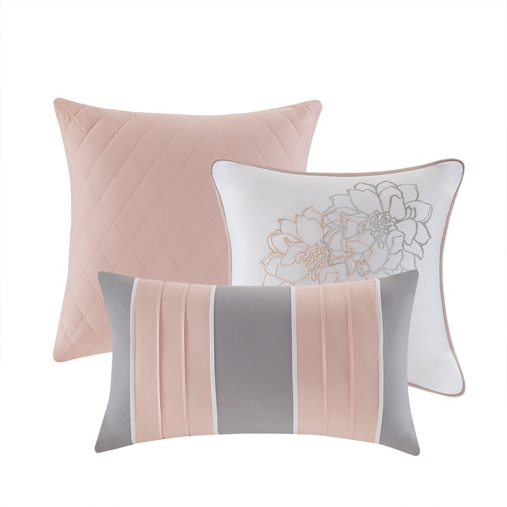 Floral Cotton Sateen Comforter with Hypoallergenic Fill - Peach Blossom