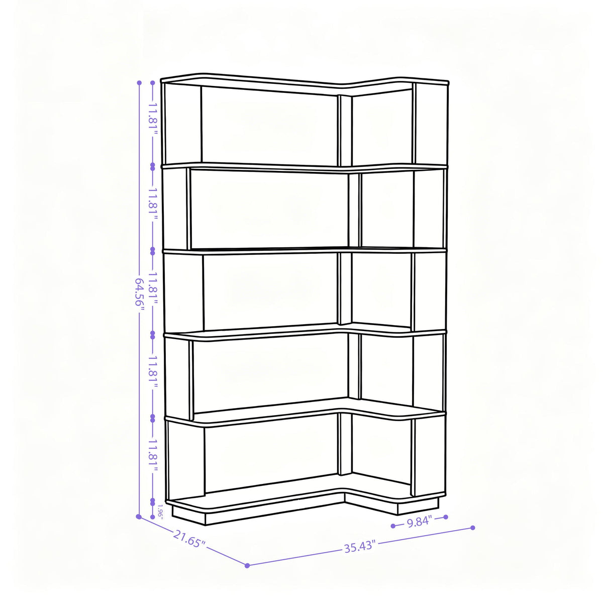L-Shaped Corner Bookshelf
