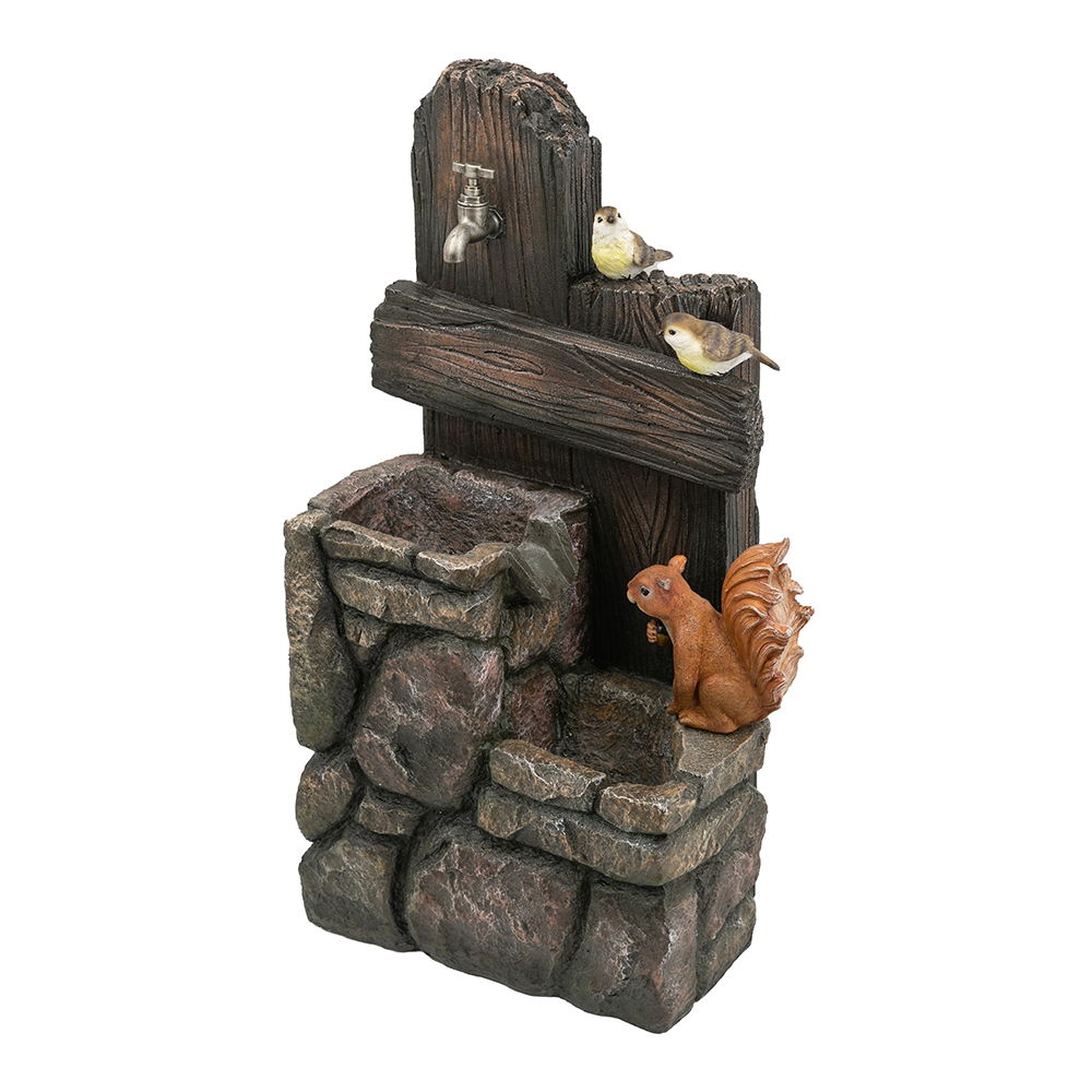 Decorative Two Tiered Water Fountain With Woodland Animal Design