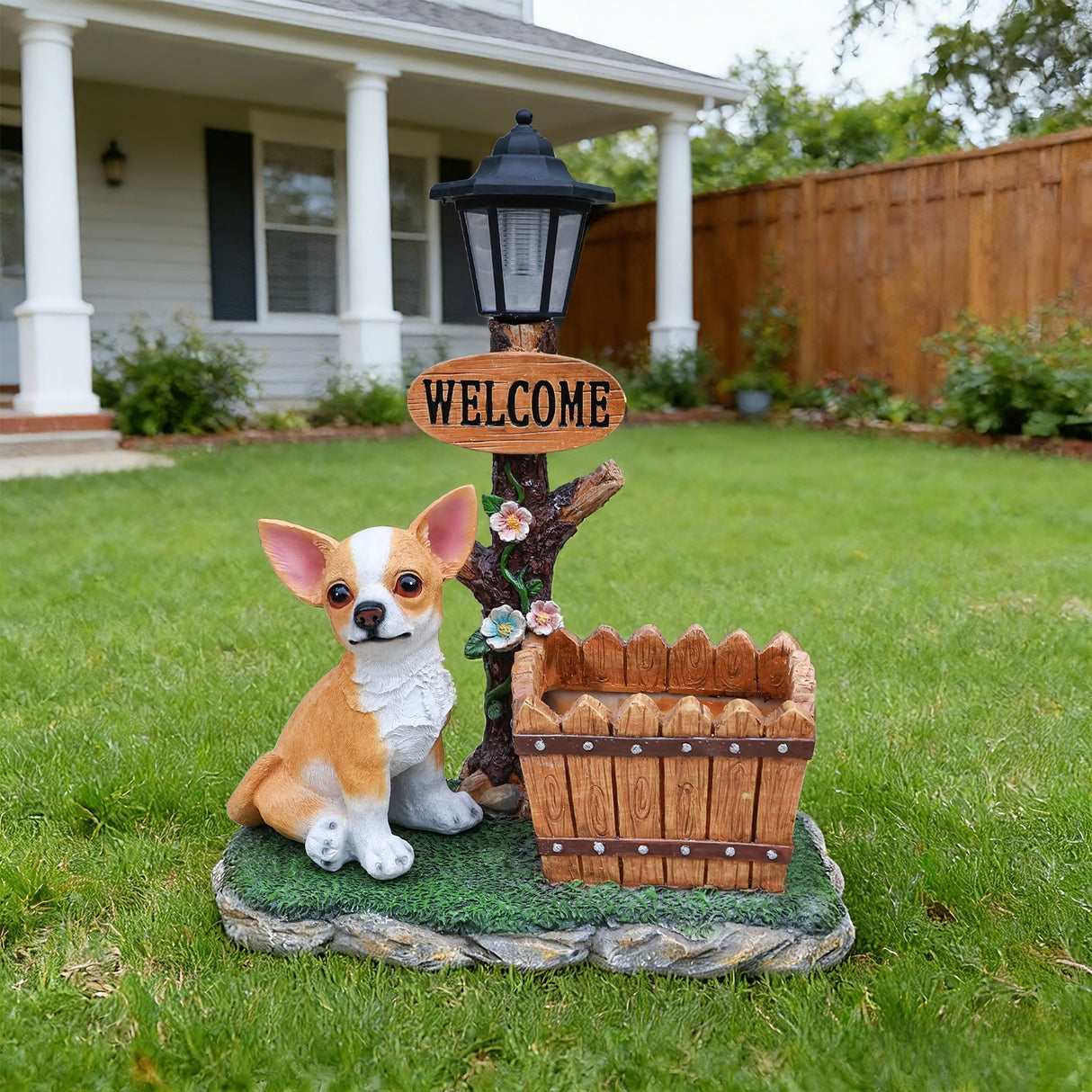 Sitting Chihuahua Dog Planter Statue
