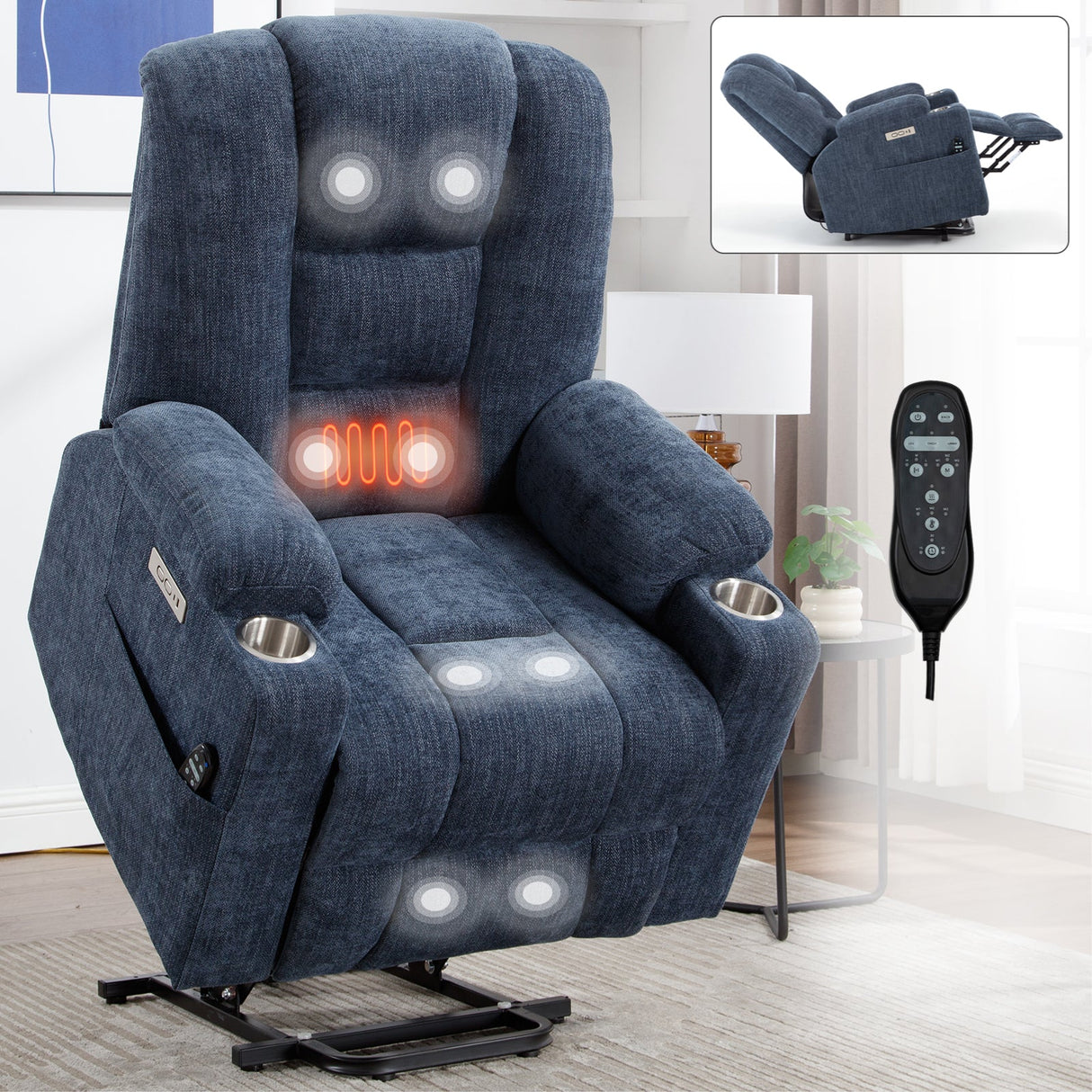 Power Lift Recliner Chair with Massage and Heat