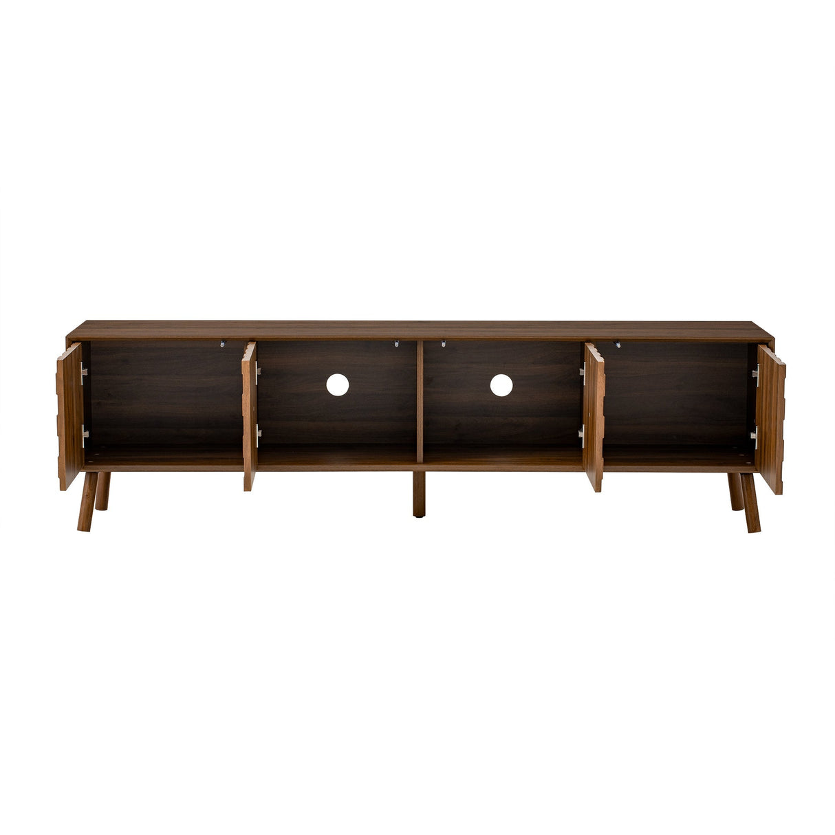 70inch Modern TV Stand for TVs up to 80 Inches with Walnut Legs