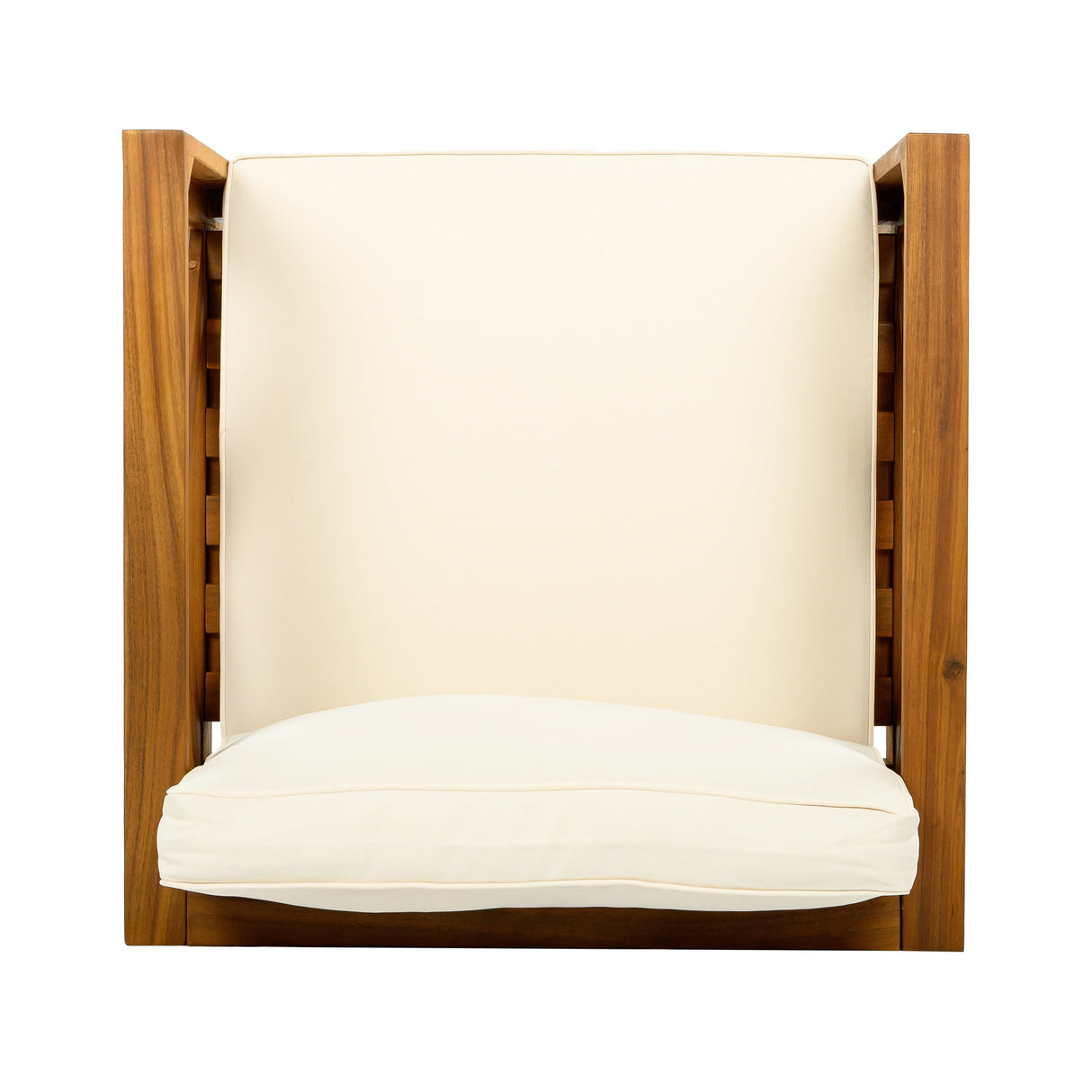 Patio Conversation Set with Foldable Acacia Wood Side Table and Cushions