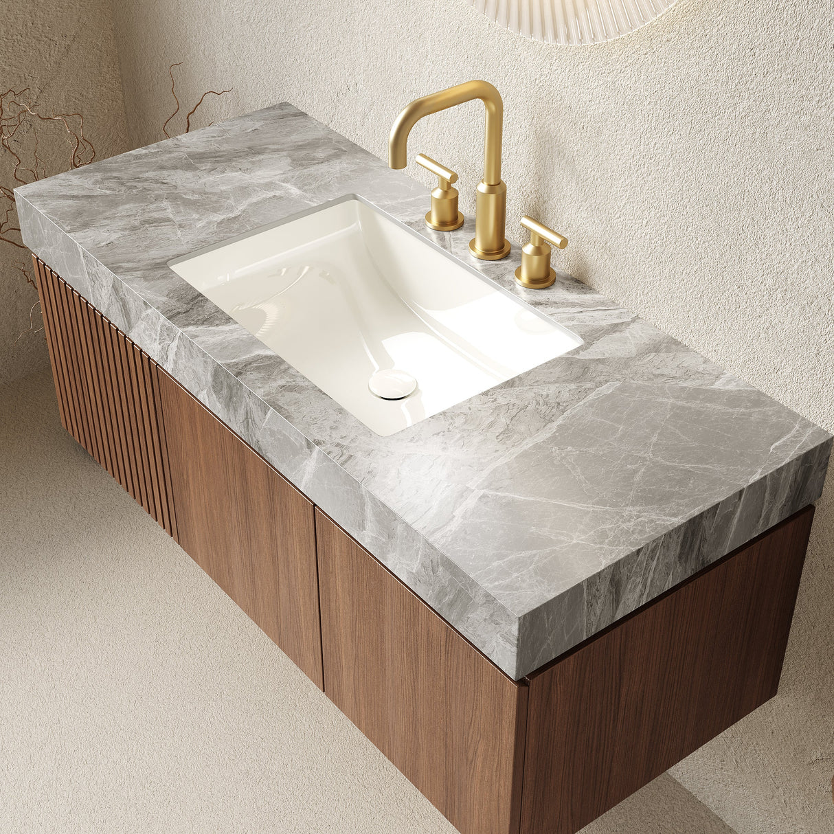 MURI 48" Bathroom Vanity & Sink, Floating Plywood Storage Cabinet