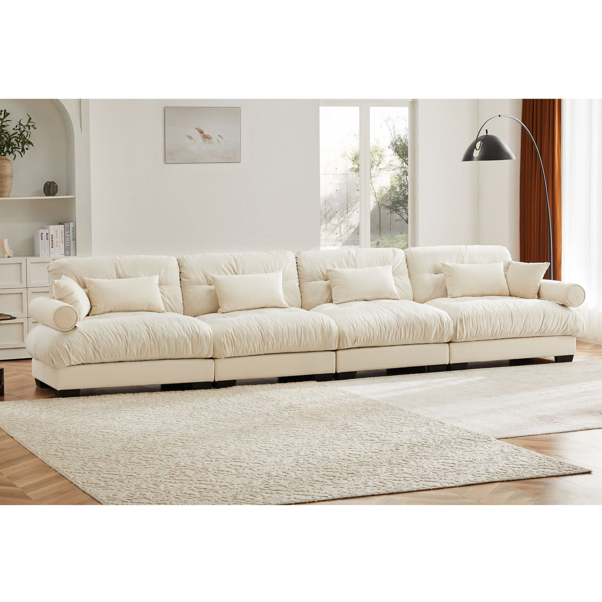 Oversized Modular Sectional Sofa with Deep Seat – Available in Dark Gray, Blue, or Beige