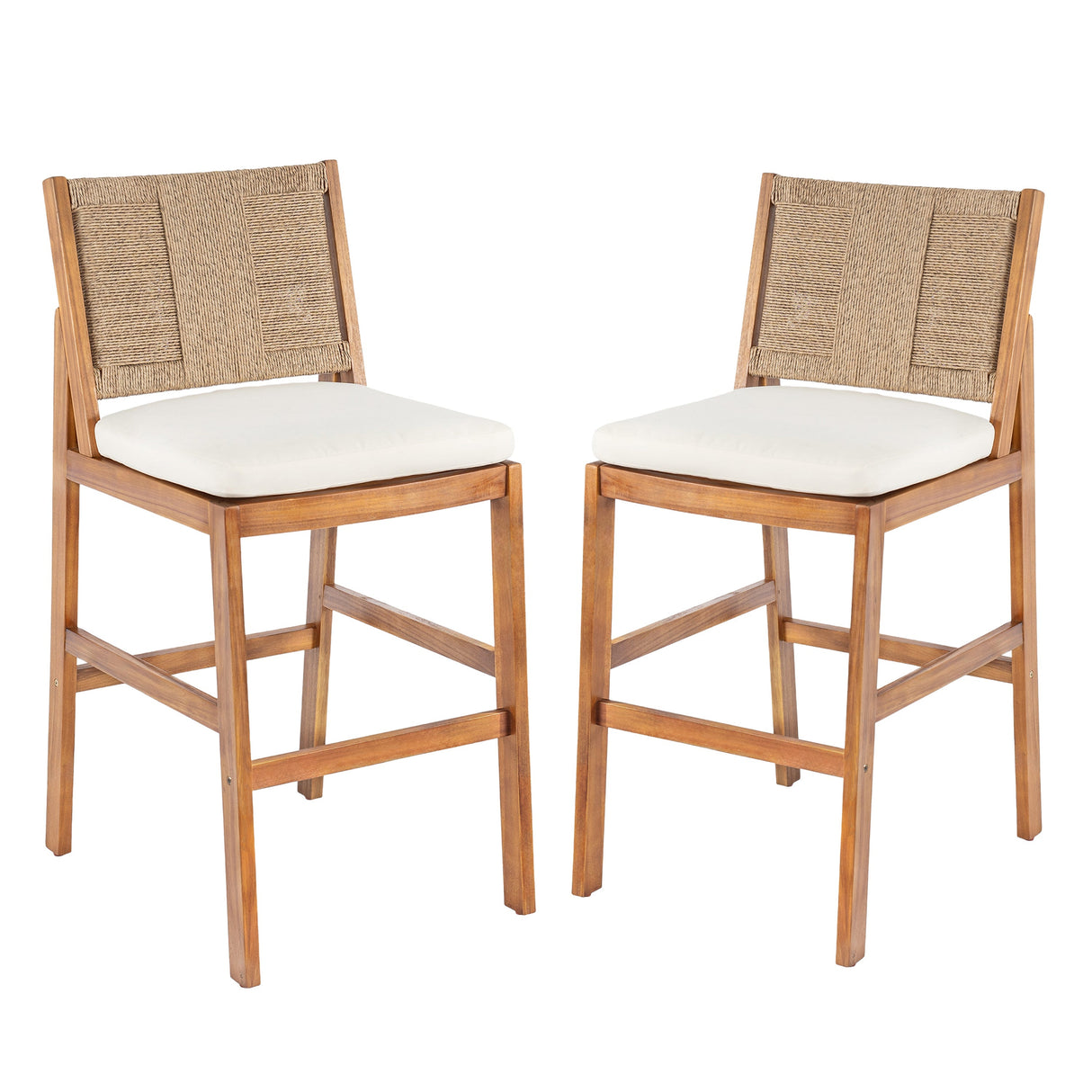 Outdoor Acacia Wood Bar Stools (Set of 2)