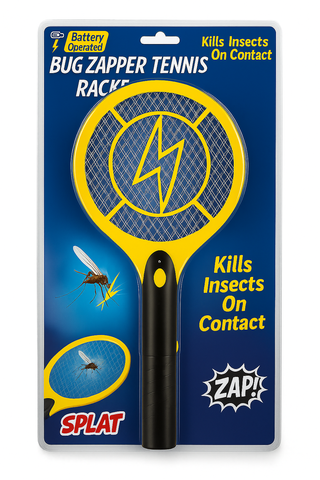Electric Bug Zapper Racket – Battery Operated Handheld Insect Killer for Flies, Mosquitoes & Spiders