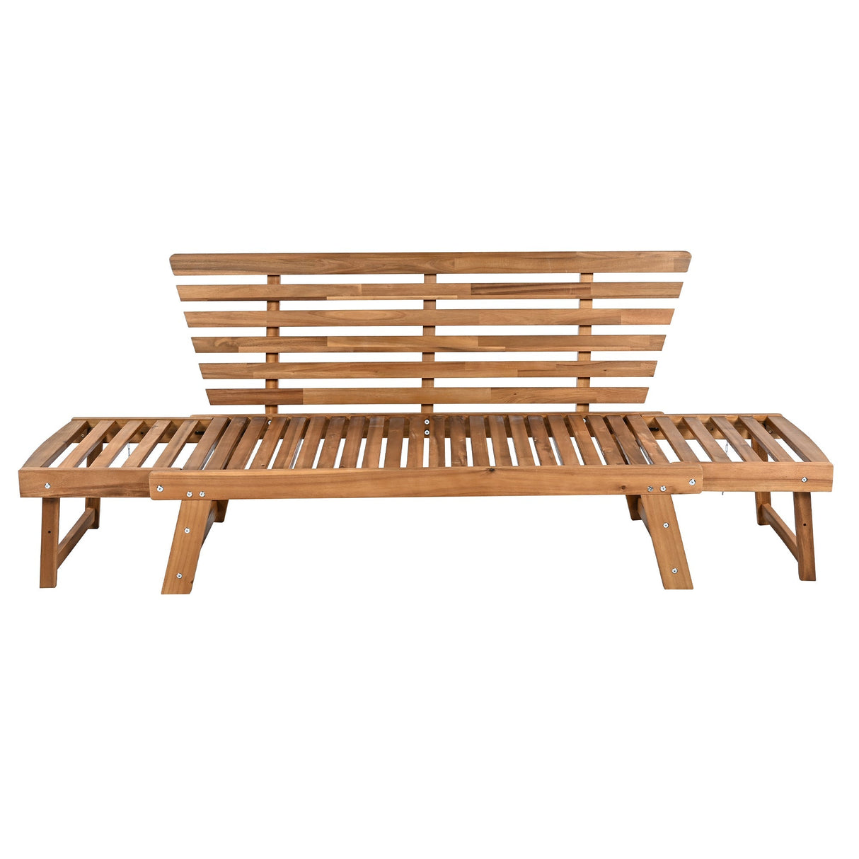 Topmax Outdoor Adjustable Patio Wooden Daybed Sofa Chaise Lounge with Cushions