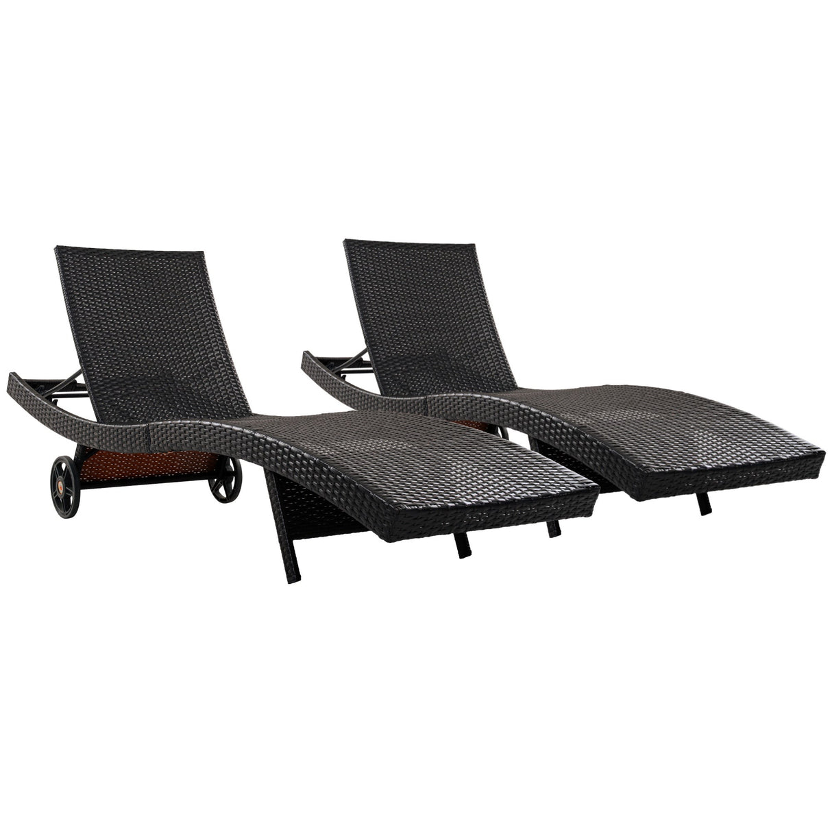 K&K 80'' Patio Wicker Chaise Lounge Chairs Set of 2
