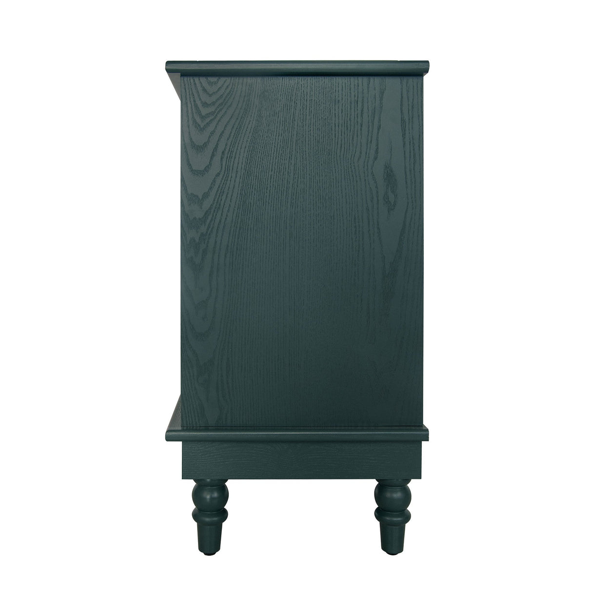 Blackish Green Hollow-Carved 3-Drawer Dresser with Metal Handles