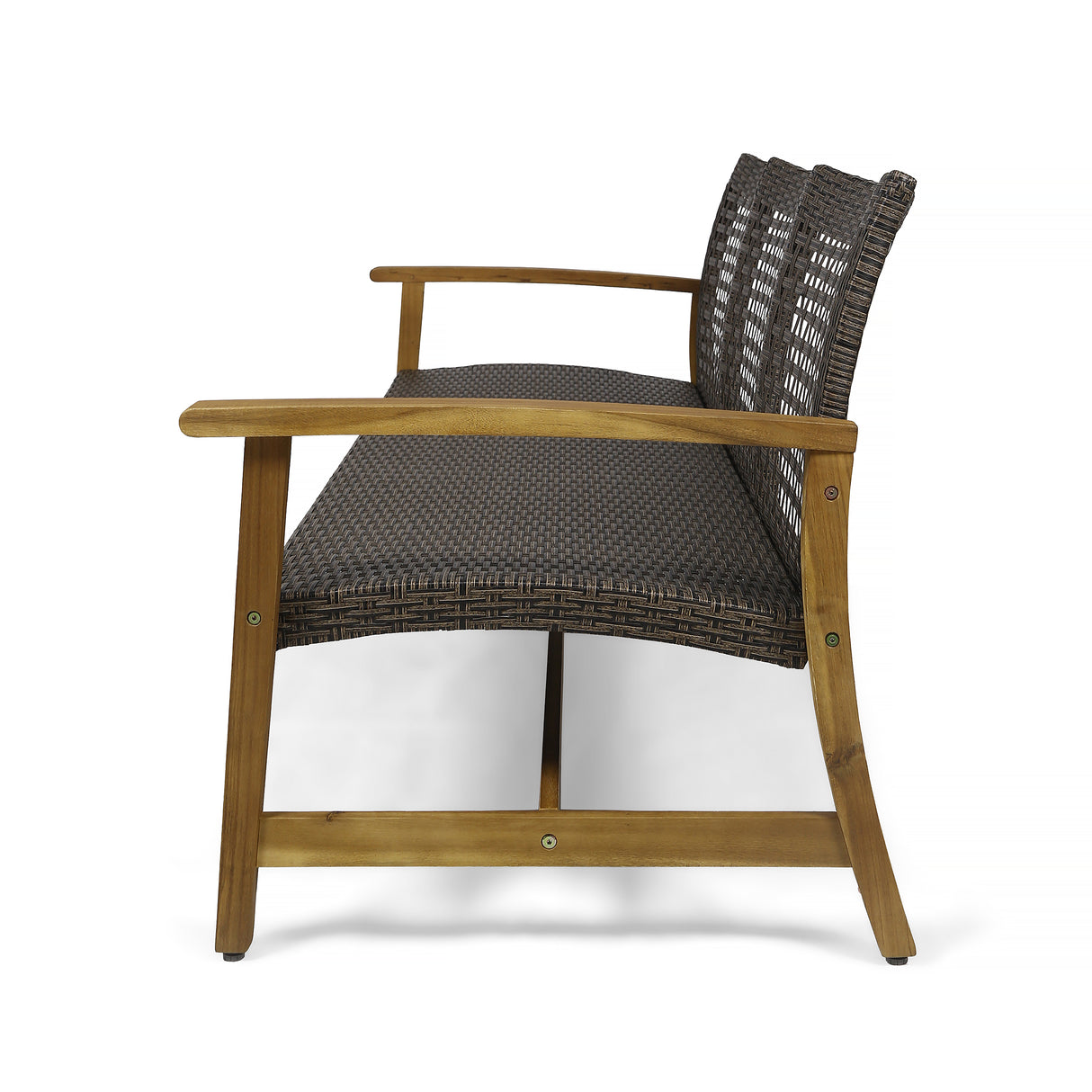 Handwoven Wicker and Acacia Outdoor Sofa
