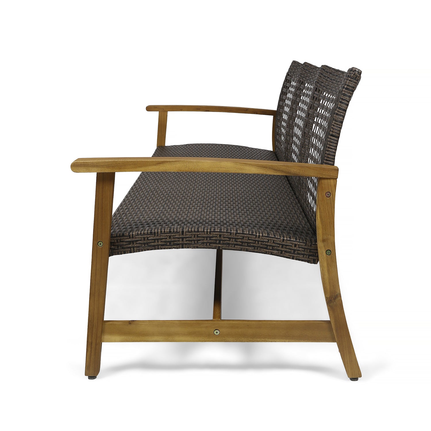 Handwoven Wicker and Acacia Outdoor Sofa