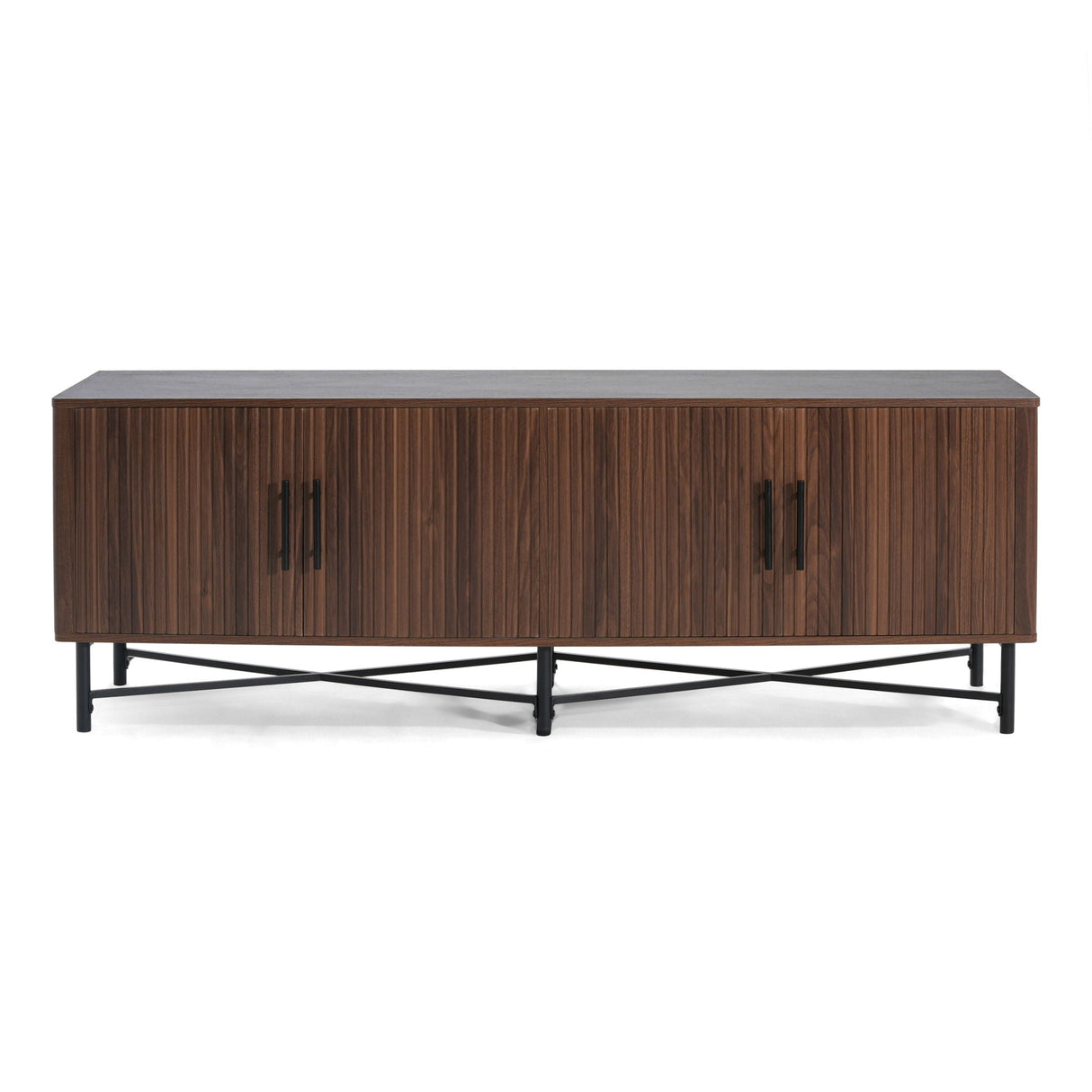 4 Door TV Cabinet, 2 Storage Spaces, Adjustable Shelves