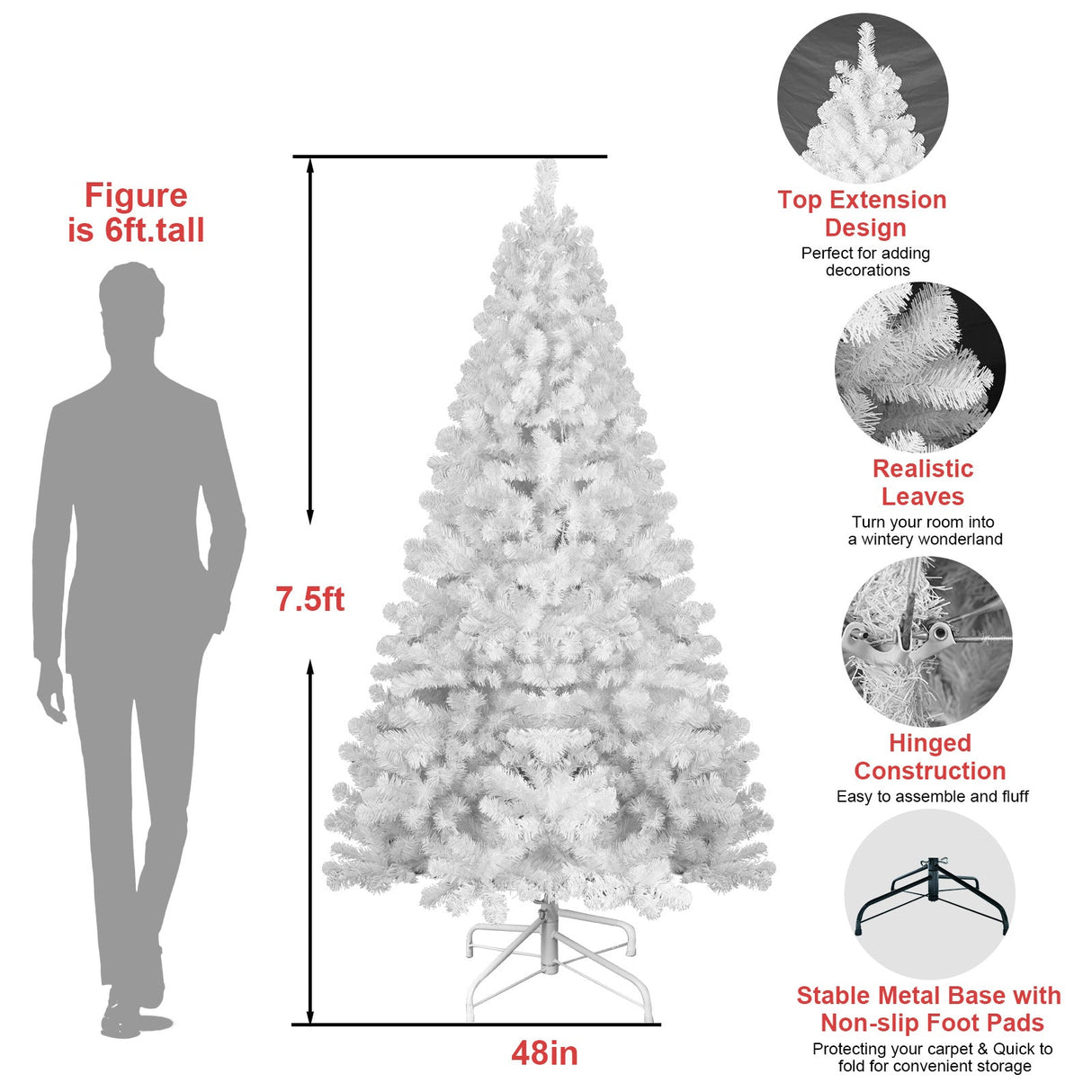 7ft White Christmas Tree with Memory Wire and 1064 Tips