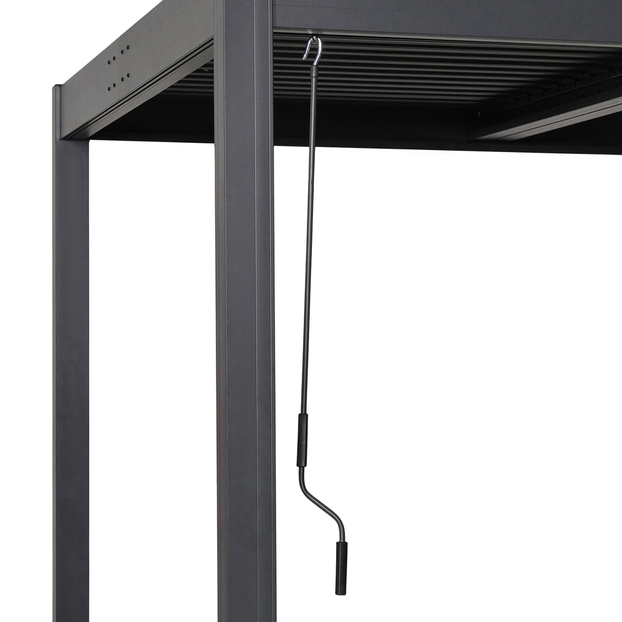 Byron Black Outdoor Pergola Aluminum with Adjustable Louvered Roof