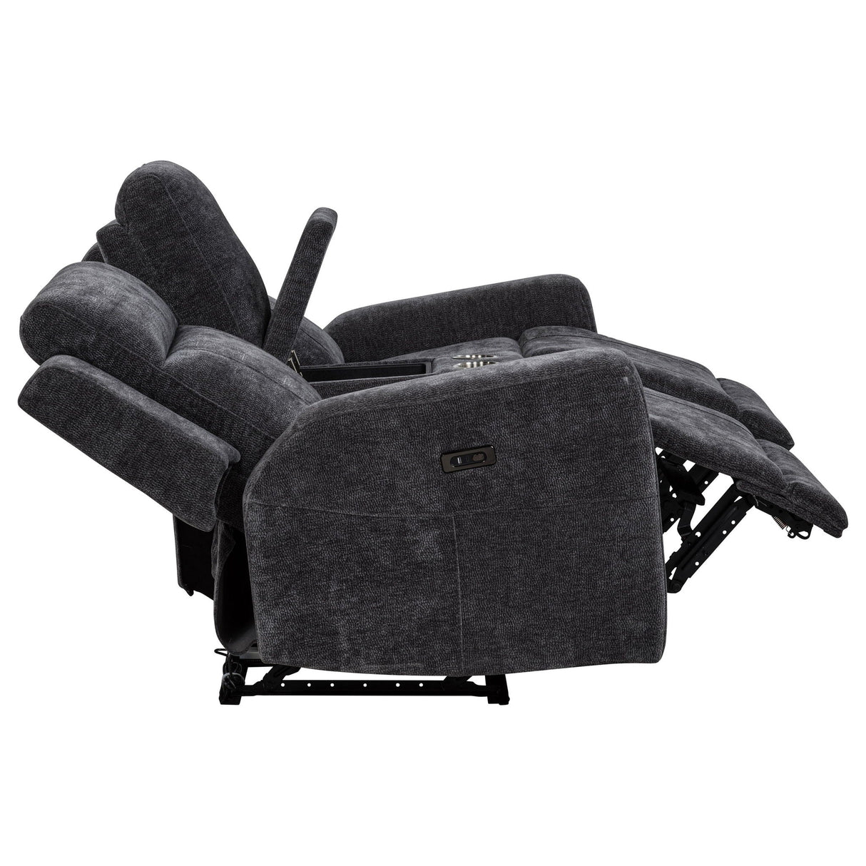 Kennett Chenille Upholstered Power Reclining Loveseat Grey
