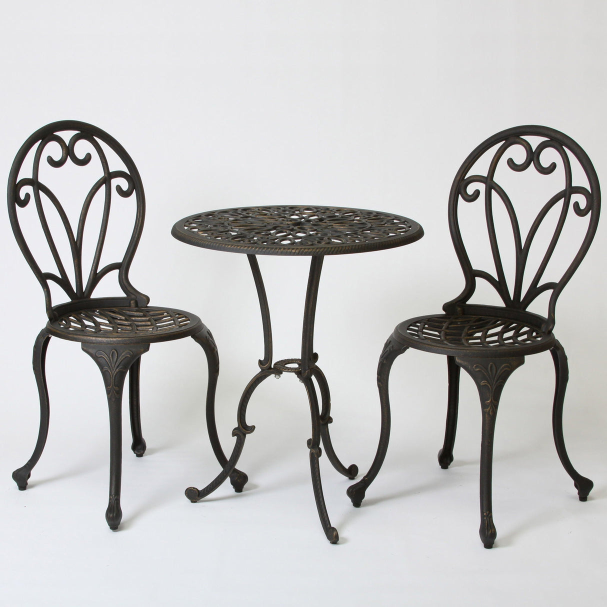 Thomas 3-Piece Cast Bistro Set - Black / Gold