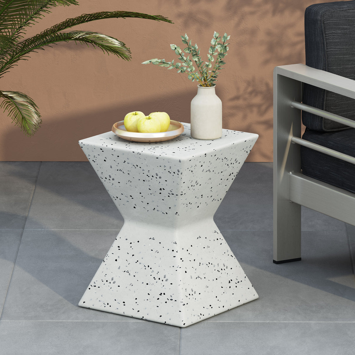 14.75" Lightweight Concrete Outdoor Accent Table