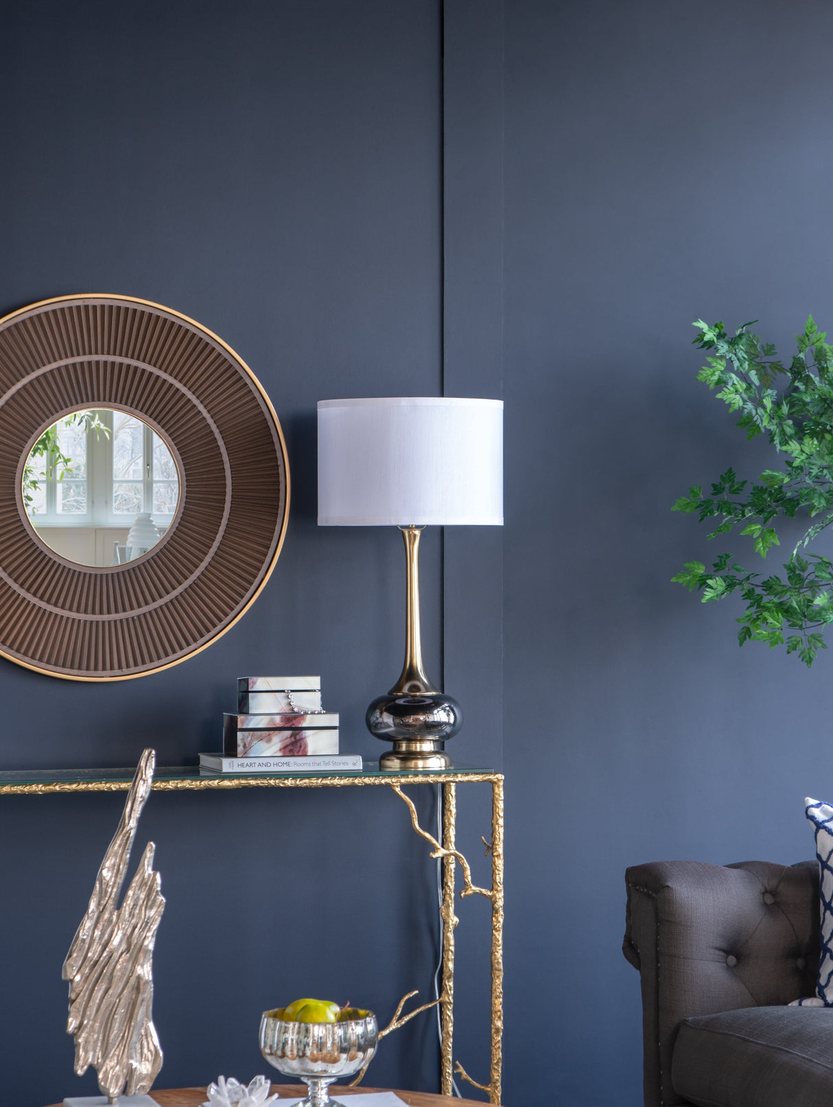 D15x29 Table Lamp with Glass Drum Shade