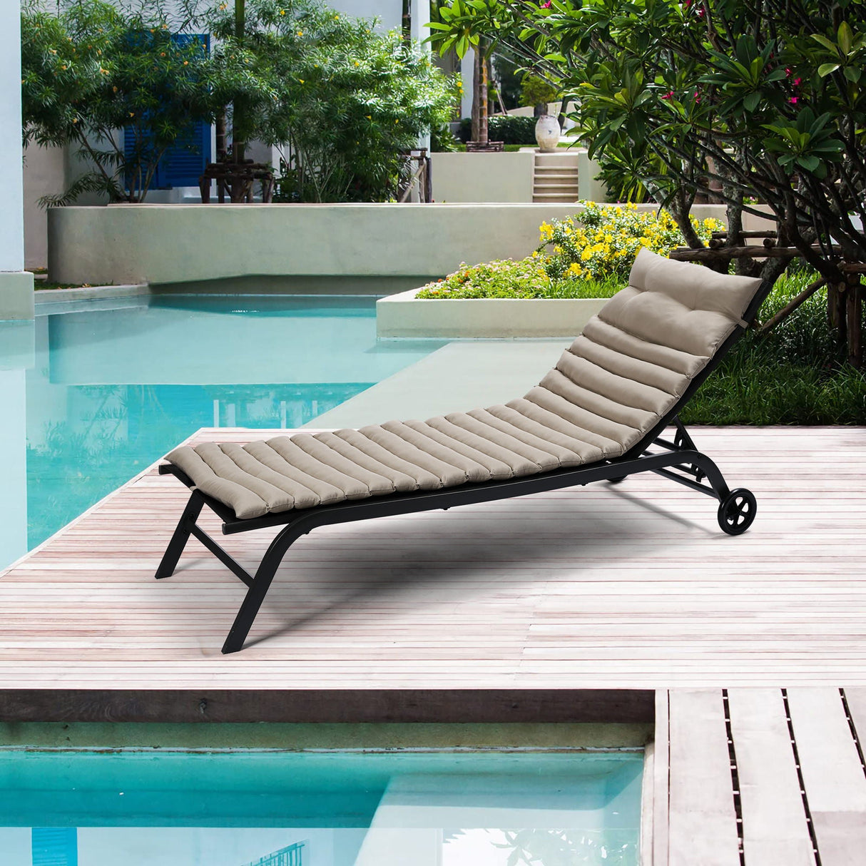 2 Piece Outdoor Chaise Lounge Chair Cushion Replacement Set