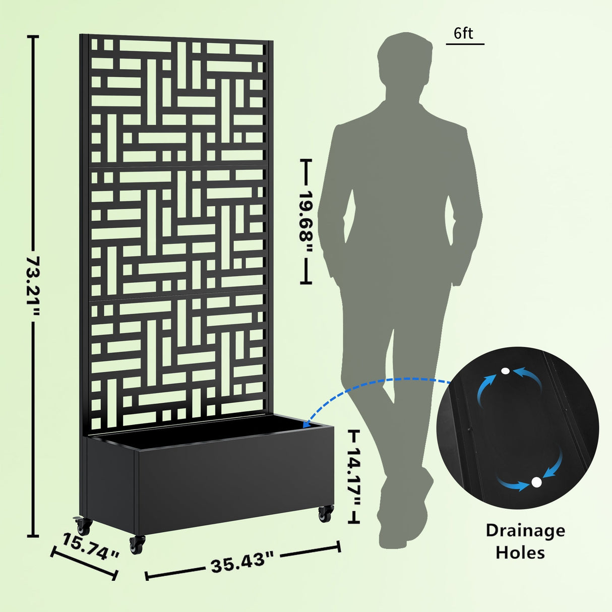 Metal Planter Box with Trellis, 73" x 35" x 16" Raised Garden Bed