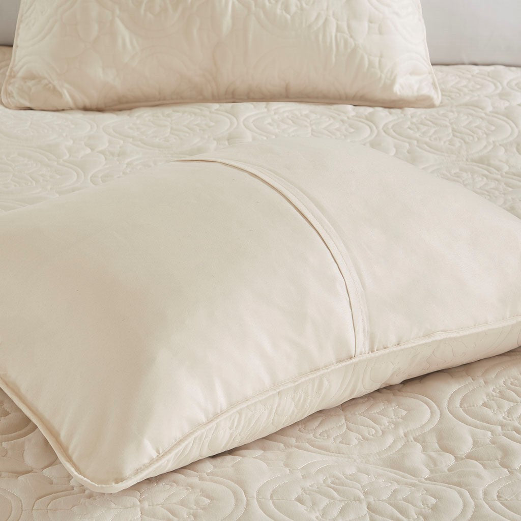 3 Piece Reversible Bedspread Set Cream Full/Queen