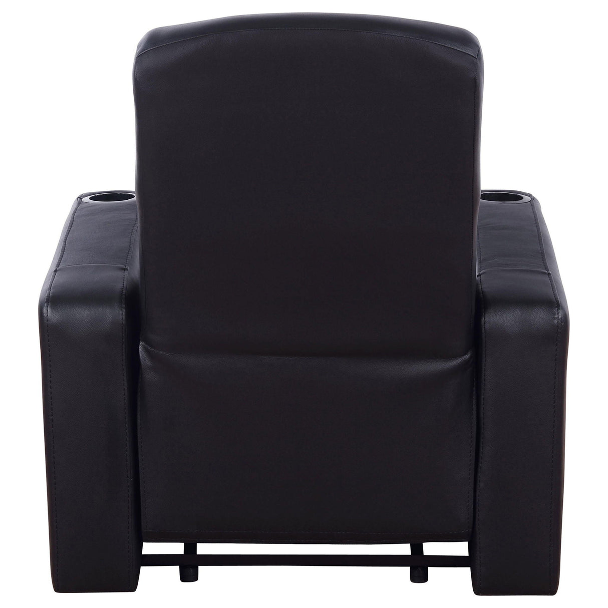 Greenfield - 4 Seater Home Theater With Wedge Console Recliners With Built In Storage And Cup Holders - Black