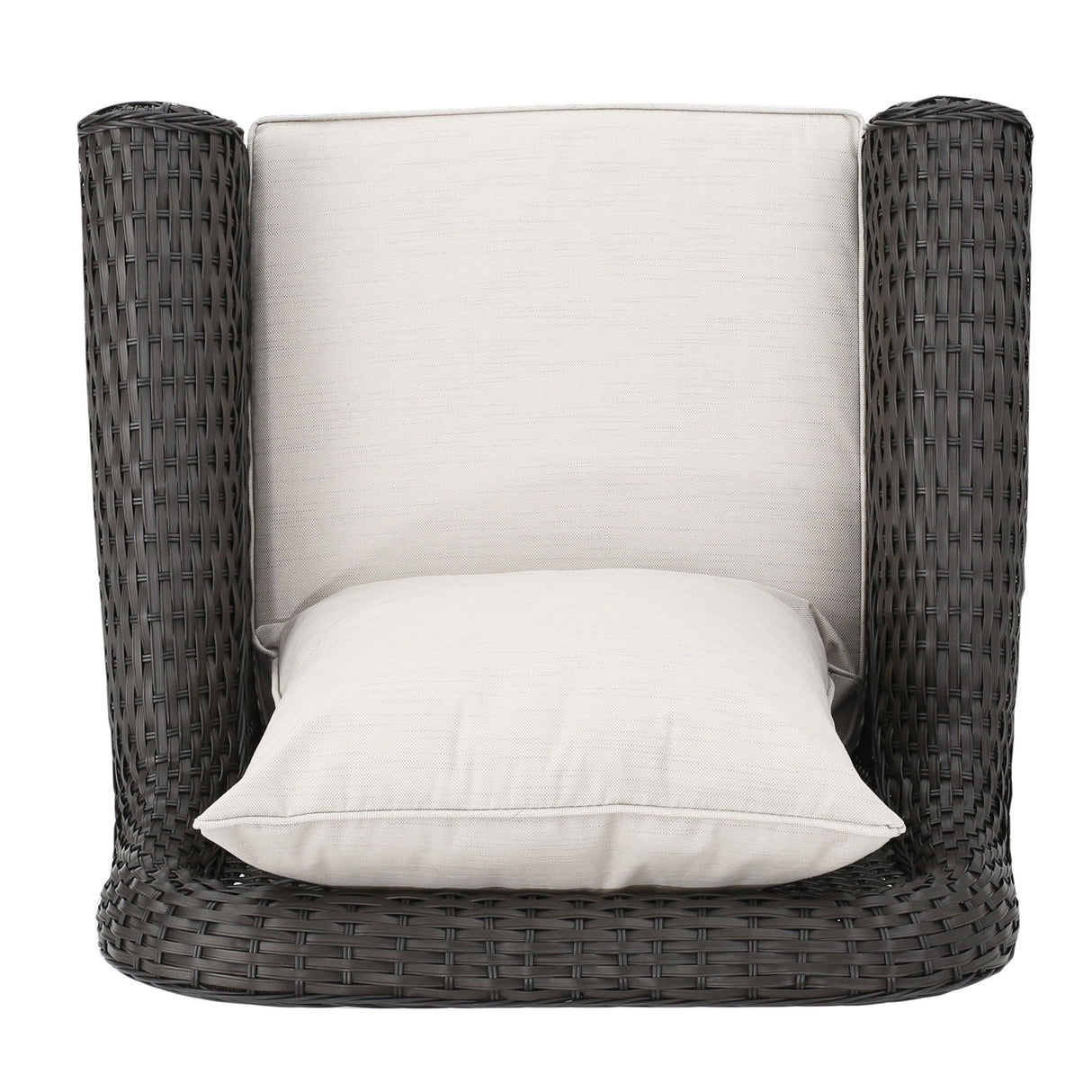 Amaya - Outdoor Swivel Rocker Chair With Water Resistant Cushions - Brown / Beige