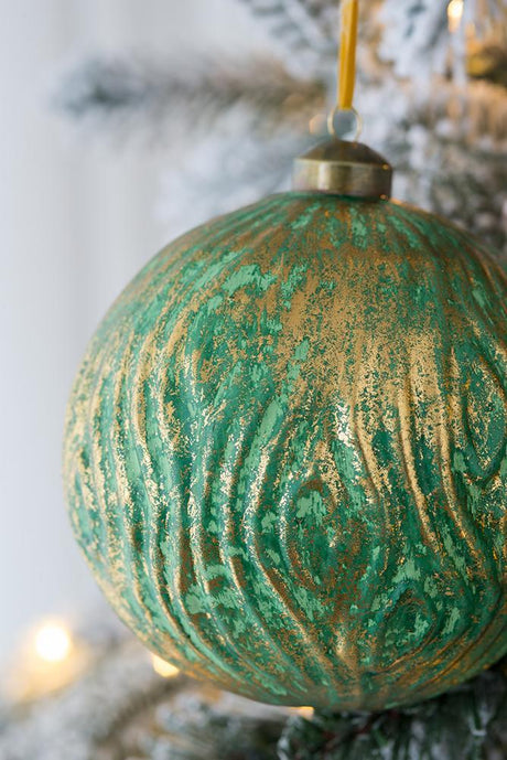 Green-Glitter-Christmas-Ball-Ornaments,--Set-of-4-Christmas-Ornaments