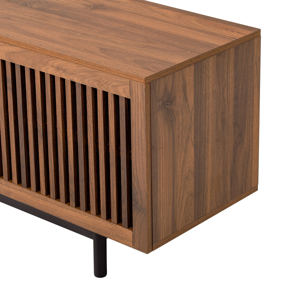 78 inch Modern TV Stand for TVs up to 85 inchesEntertainment Center with Deep Drawers & Cable ManagementSoft-Closing HingesSolid Wood Legs in Walnut Finish