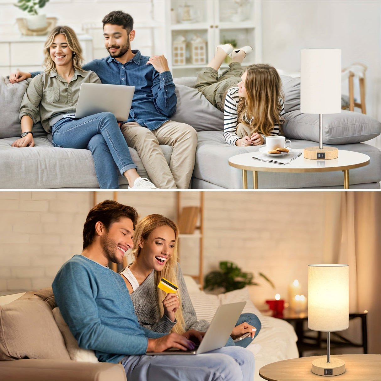 2-Pack Touch Control USB Table Lamps – 3-Way Dimmable LED Bedside Light Set