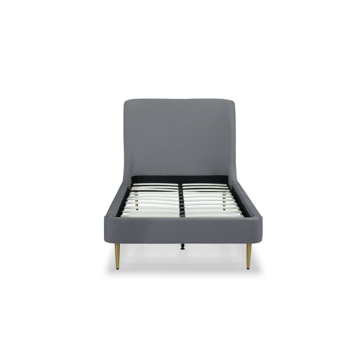 Mid-Century Modern Upholstered Bed With Curved Headboard