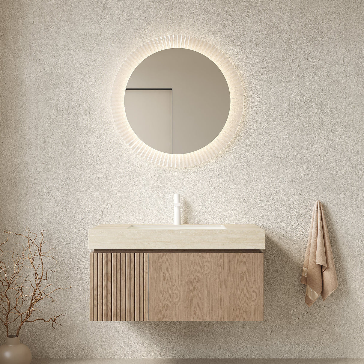 MURI 36" Bathroom Vanity & Sink with Floating Plywood Storage Cabinet
