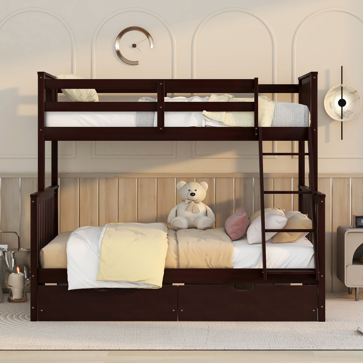 Bunk Bed With Ladders And 2 Storage Drawers