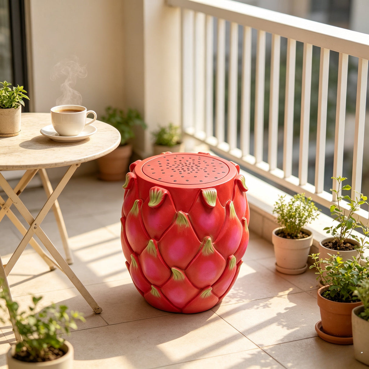 13.4" Oversized Resin Dragon Fruit Stool