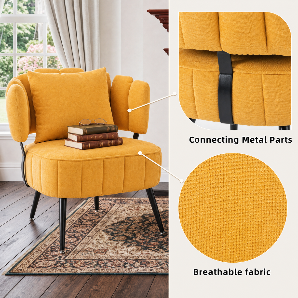 Decorative Armchair With Spring Seat Cushion