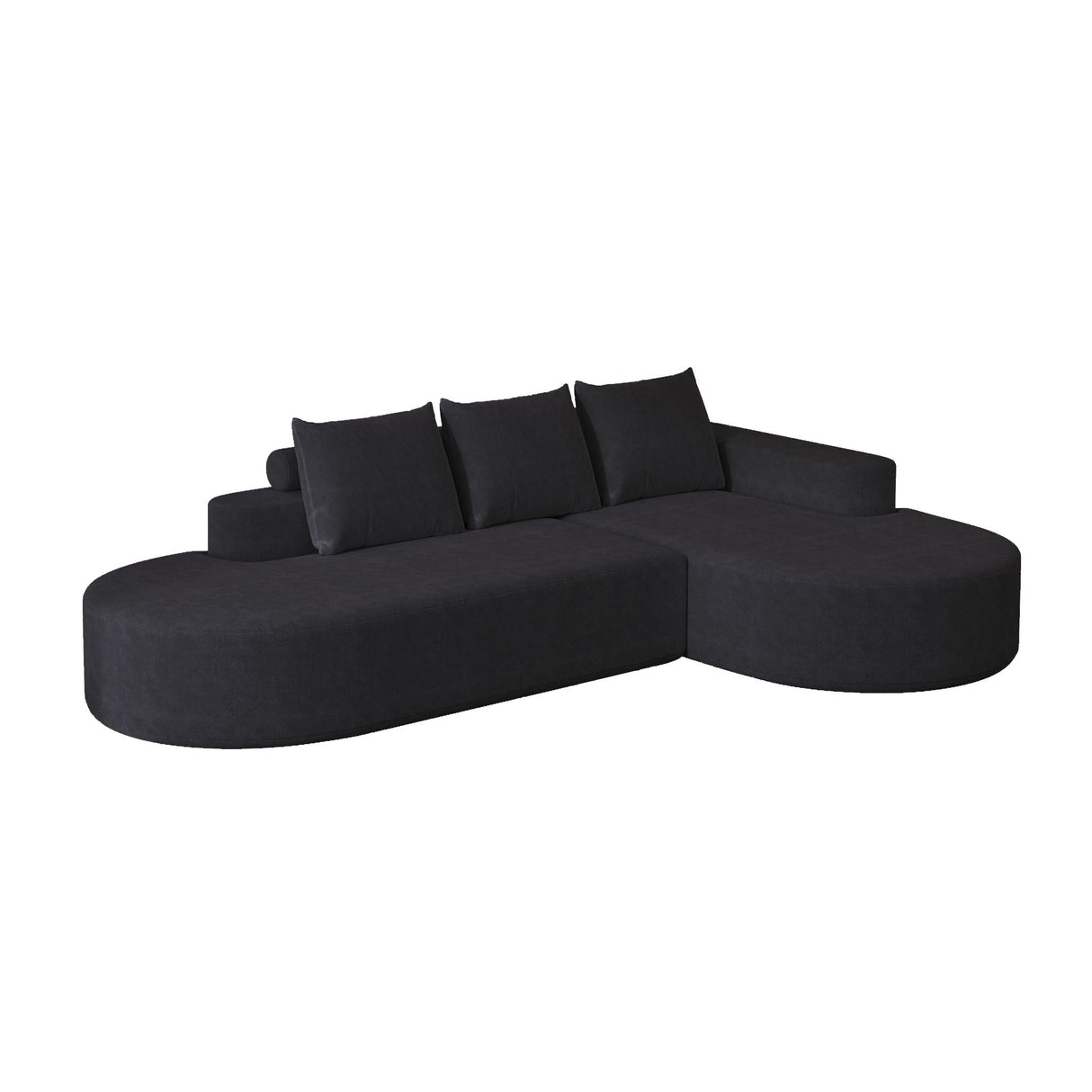 Modern Curved Sofa, L-Shaped Modular Sectional Set With 3 Pillows