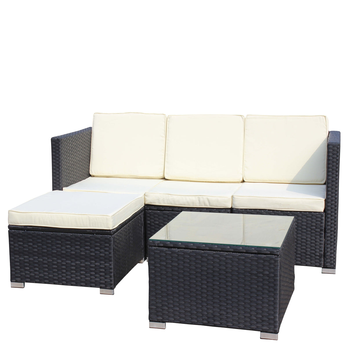 Outdoor 5-Piece PE Rattan Wicker Patio Sofa Set with Coffee Table