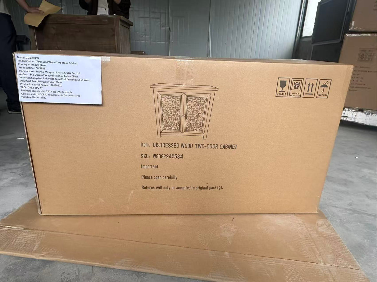 Rustic Natural Aged Brown Solid Wood Transitional Storage Cabinet – 31.89'