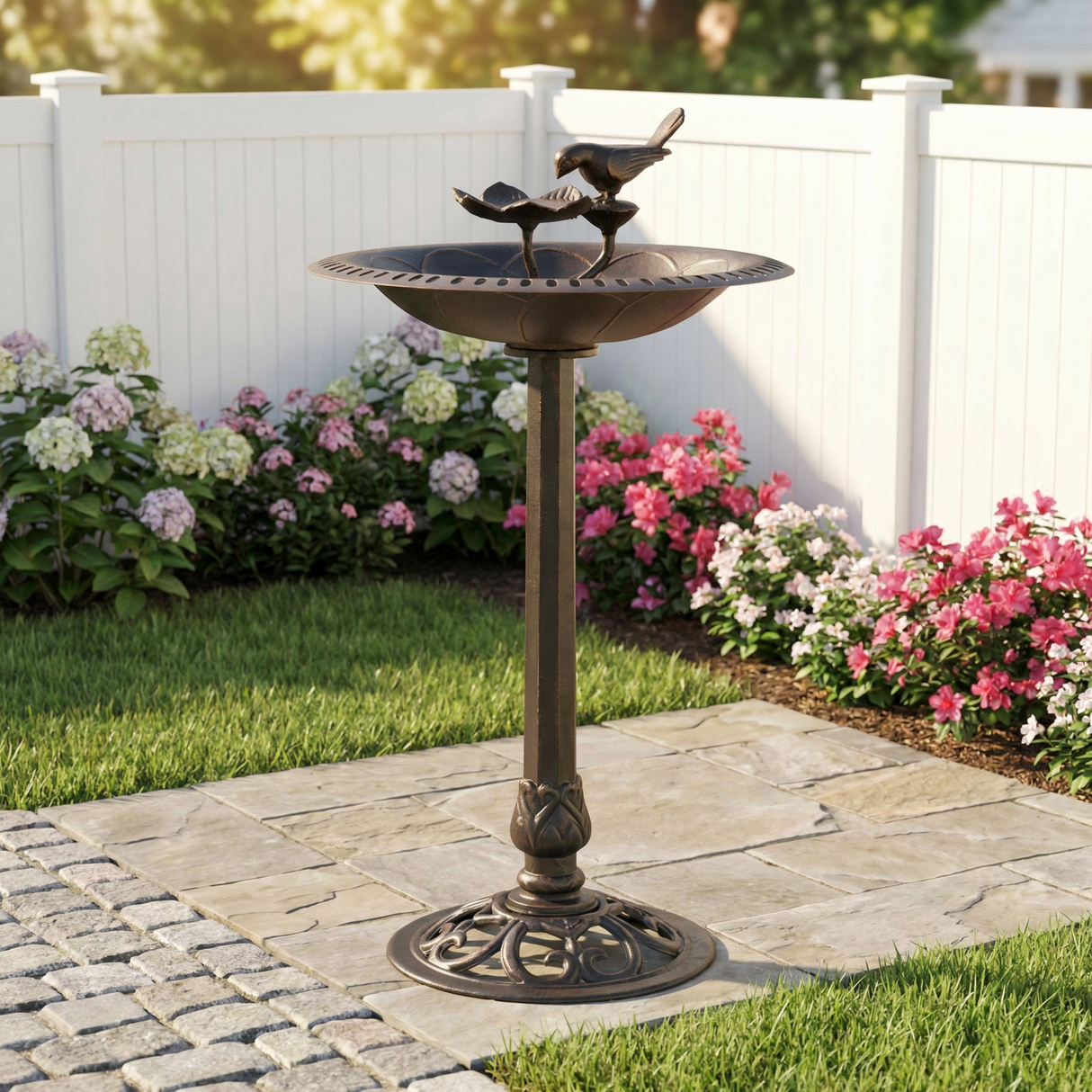Outdoor Aluminum and Iron Bird Bath