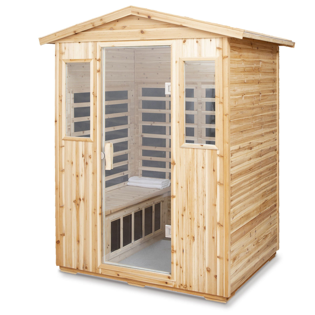 4 Person Old Fir Far Infrared Outdoor Sauna Room - Natural