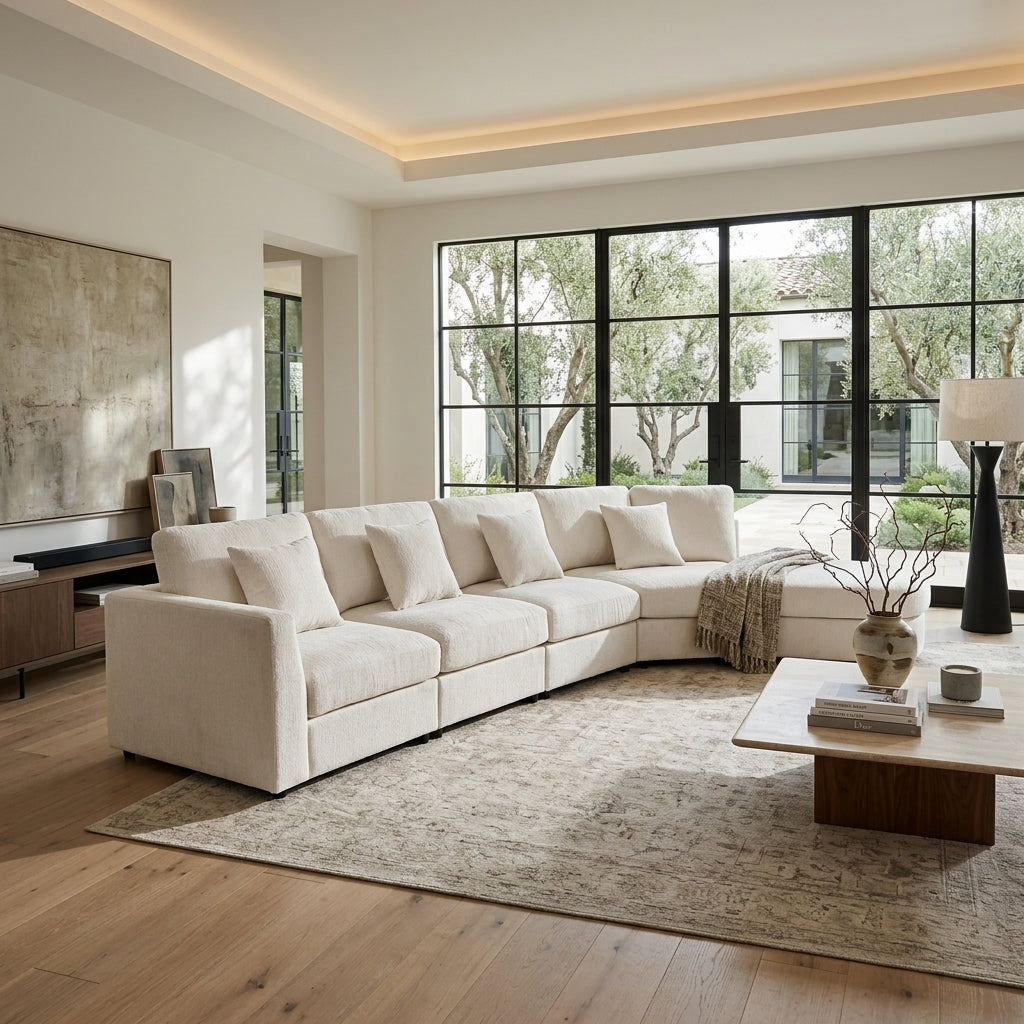 U_Style Modern 5-Seater Curved Modular Sectional Sofa